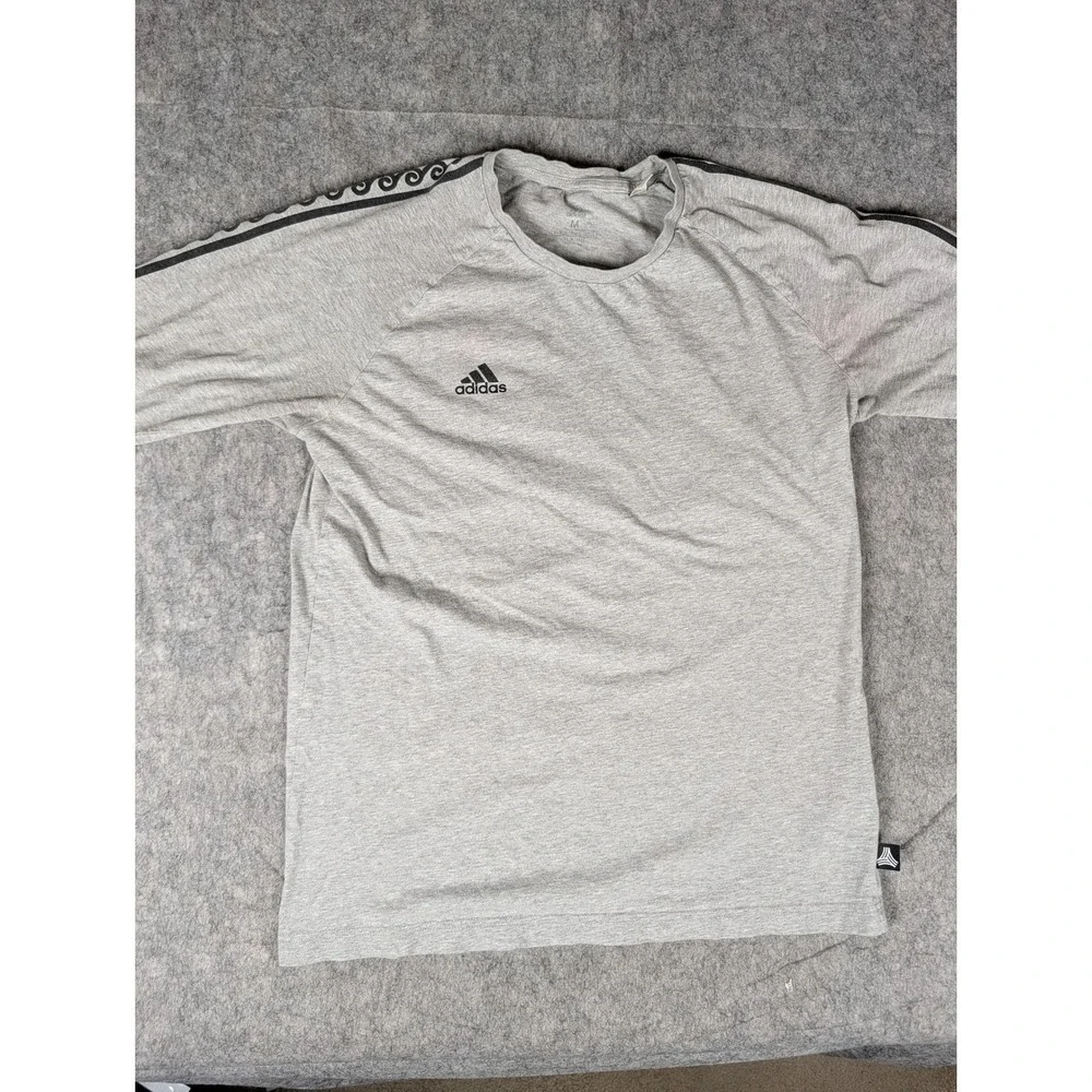 Adidas Tango Climalite Long Sleeve Shirt Gray Wave Graphic Tape Mens M